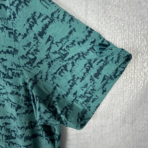 Adidas Polo Golf Shirt Mens 2XL Go-To Printed Green‎ Blue Shirt Preppy II7835 - Picture 8 of 16